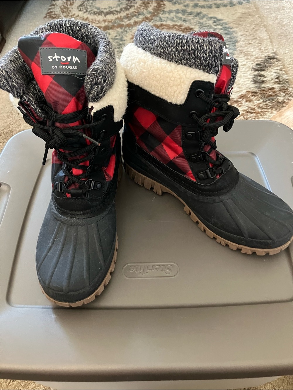 Cougar storm boots , storm by cougar , buffalo plaid , waterproof boots